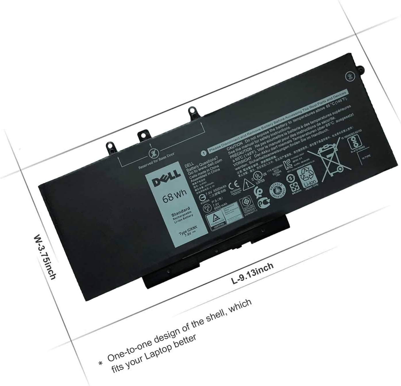 DELL GJKNX Battery for Dell Latitude 5280 5288 5480 5488 5490 5495 5580 5590 5591 E5280 E5288 E5480 E5488 E5580 E5590 E5591 Precision 15 3520 3530 Series GD1JP DY9NT 5YHR4 451-BBZG 7.6V 68Wh 4-Cell