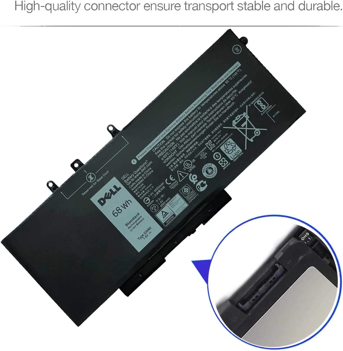 DELL GJKNX Battery for Dell Latitude 5280 5288 5480 5488 5490 5495 5580 5590 5591 E5280 E5288 E5480 E5488 E5580 E5590 E5591 Precision 15 3520 3530 Series GD1JP DY9NT 5YHR4 451-BBZG 7.6V 68Wh 4-Cell
