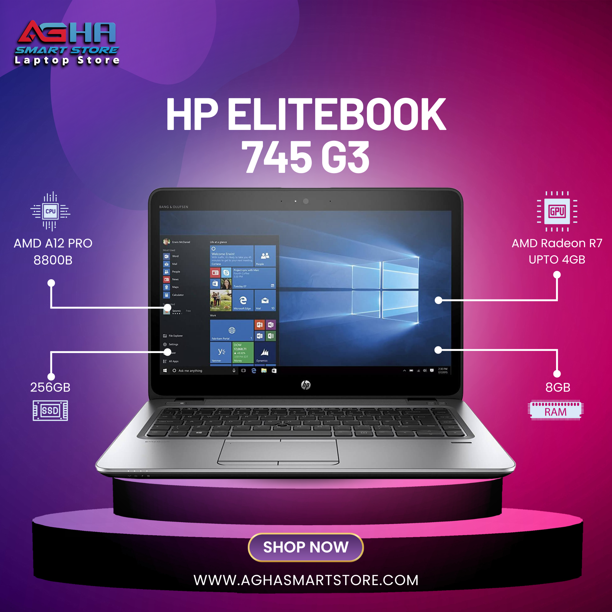 HP ELITEBOOK 745 G4 A12 BY AGHA SMART STORE